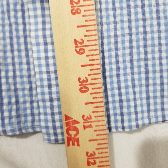 Criquet Shirt Mens XL Blue Seersucker Vented Button Gingham Check Short Sleeve - Picture 8 of 10